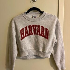 Junior Girls Harvard Gray Cropped Sweatshirt